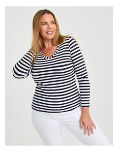 Natural Stripe Body Top Black/white