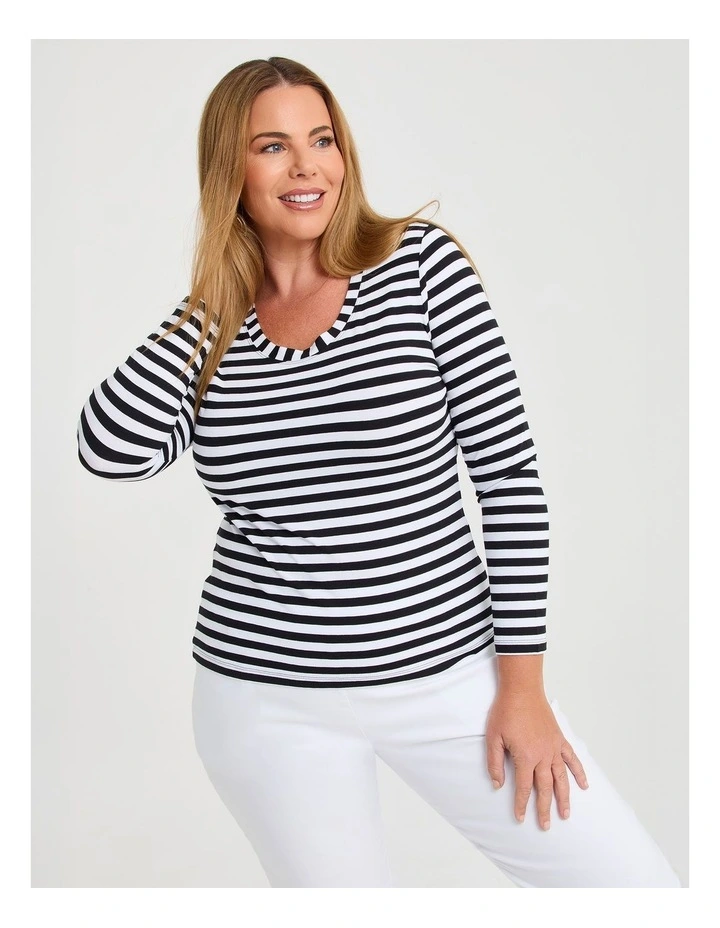 Natural Stripe Body Top Black/white image 1