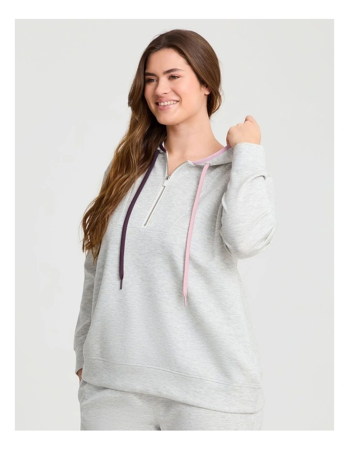 Luxe Touch Half Zip Hoodie Grey Marle image 1