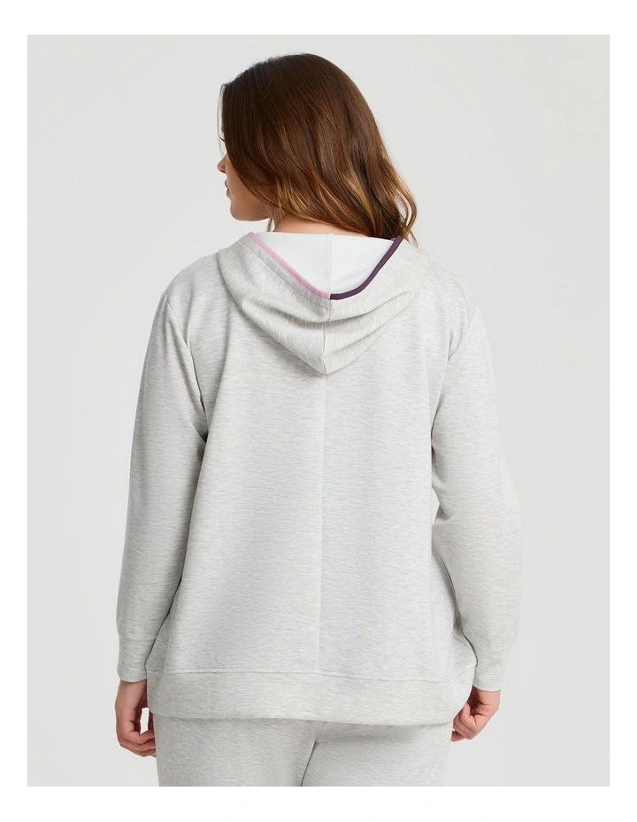 Luxe Touch Half Zip Hoodie Grey Marle image 2