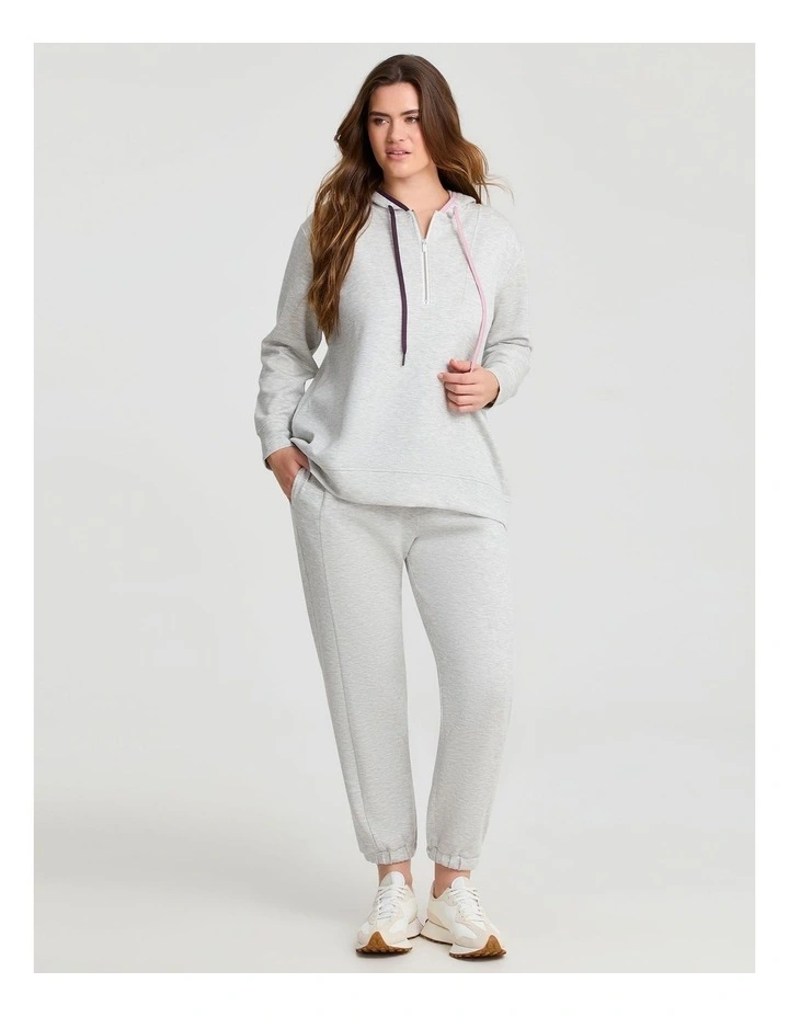 Luxe Touch Half Zip Hoodie Grey Marle image 3