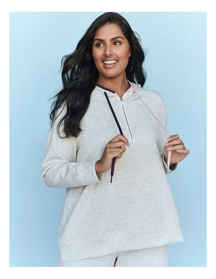 Luxe Touch Half Zip Hoodie Grey Marle image 4