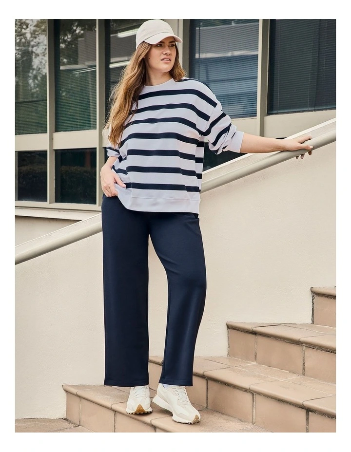 Cotton Linear Stripe Sweatshirt White/navy image 6