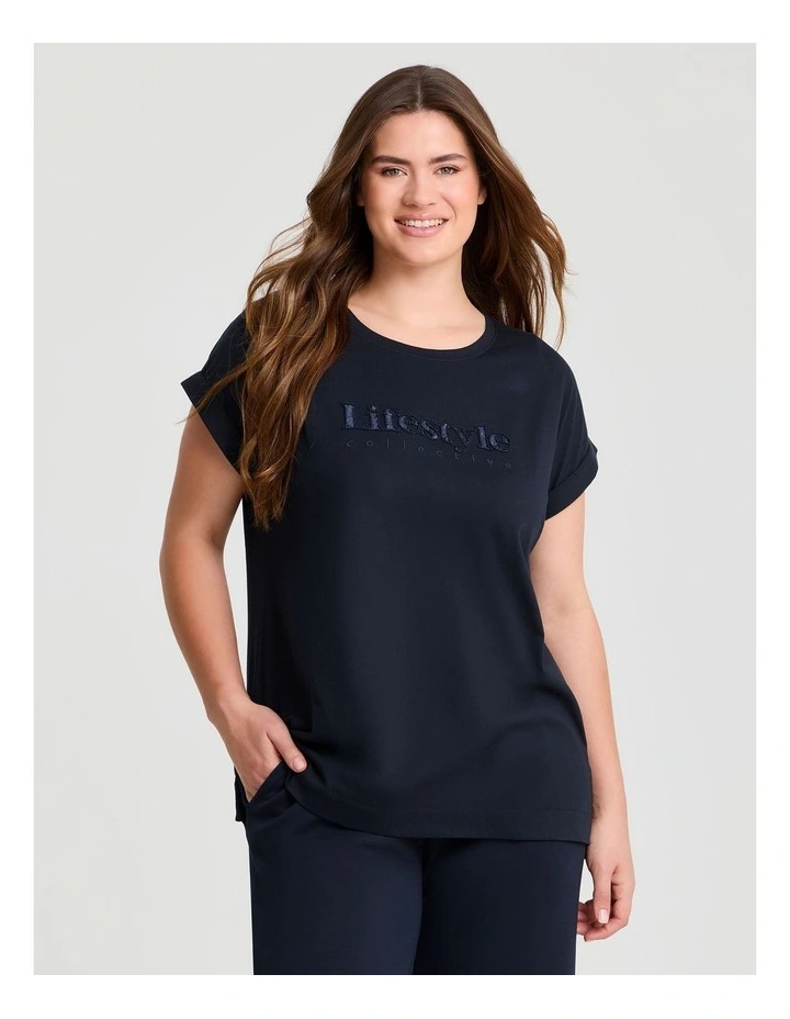 Cotton Signature Logo T-shirt Navy image 1