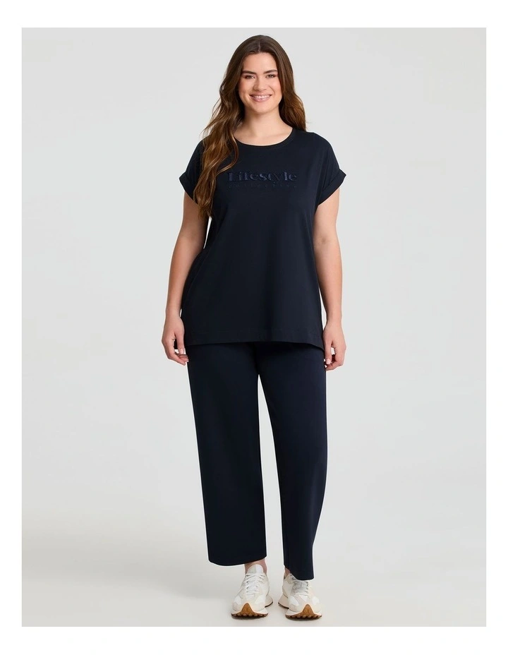 Cotton Signature Logo T-shirt Navy image 3