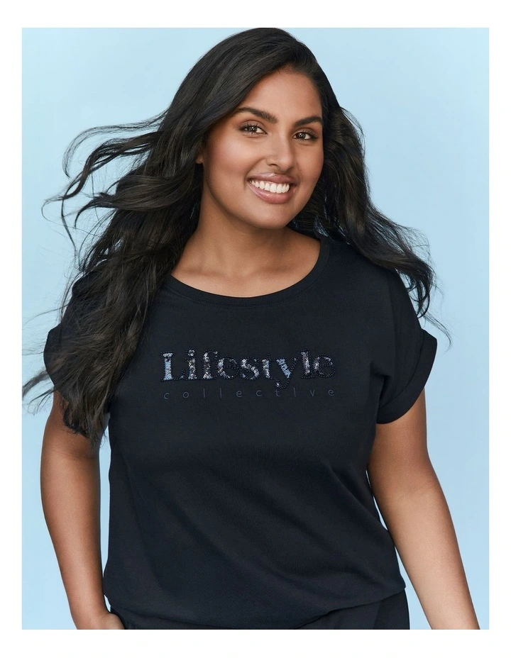 Cotton Signature Logo T-shirt Navy image 5