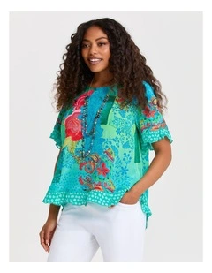 Salsa Ruffle Natural Top Print