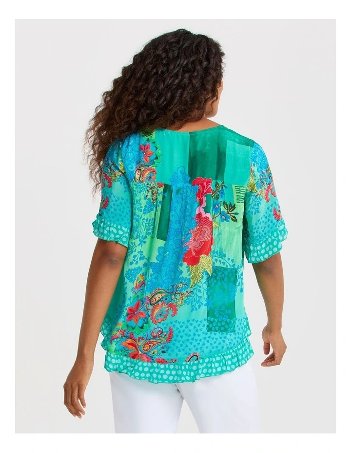 Salsa Ruffle Natural Top Print image 2