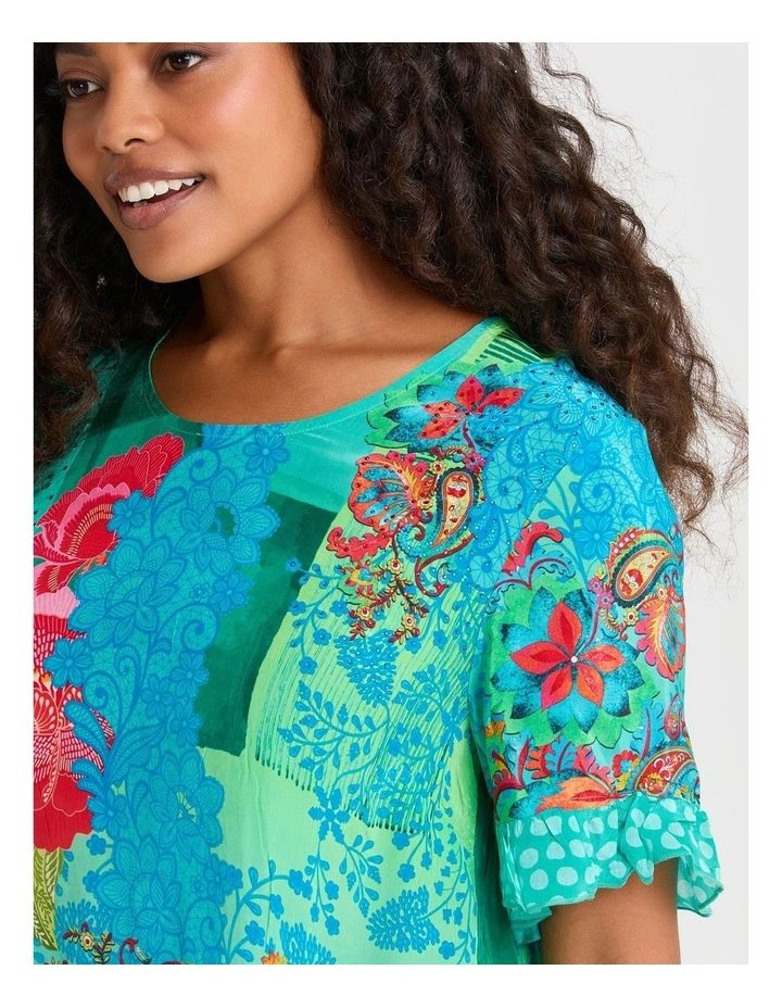 Salsa Ruffle Natural Top Print image 3