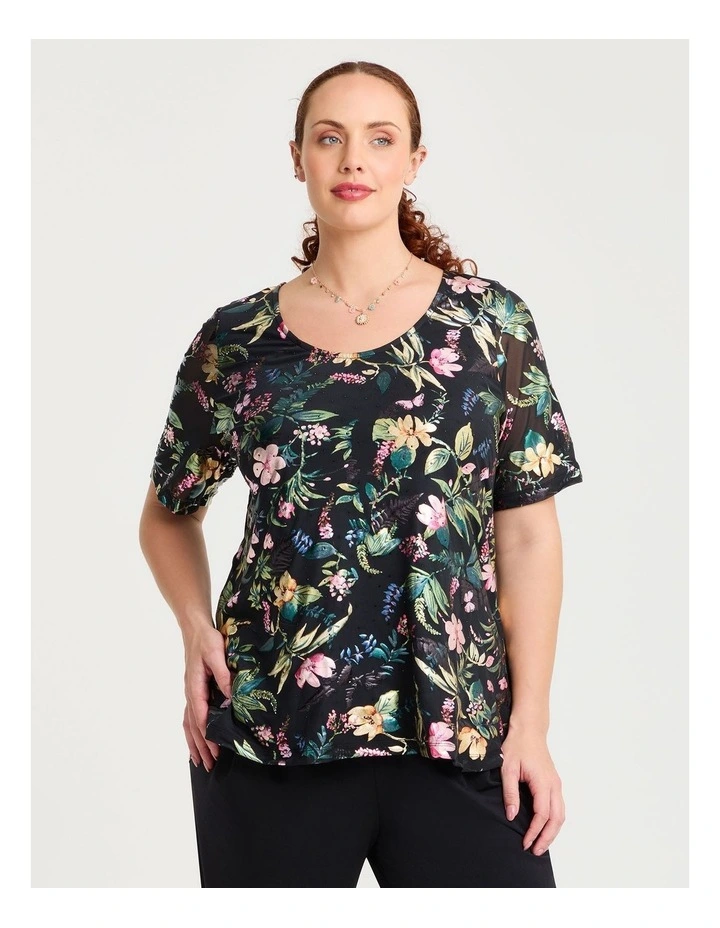 Foil Floral Mesh Top Floral image 1