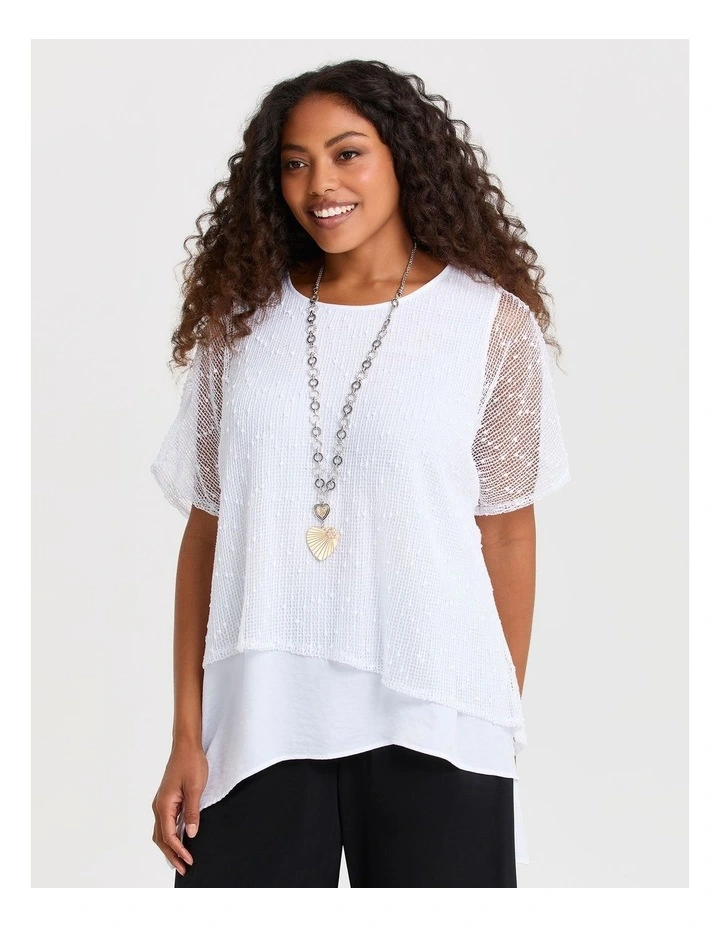 Viva Luxe Weave Layered Top White image 1