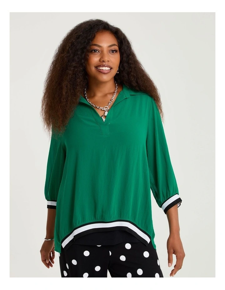 Chiffon Carrie Collar Top Lush Green image 1