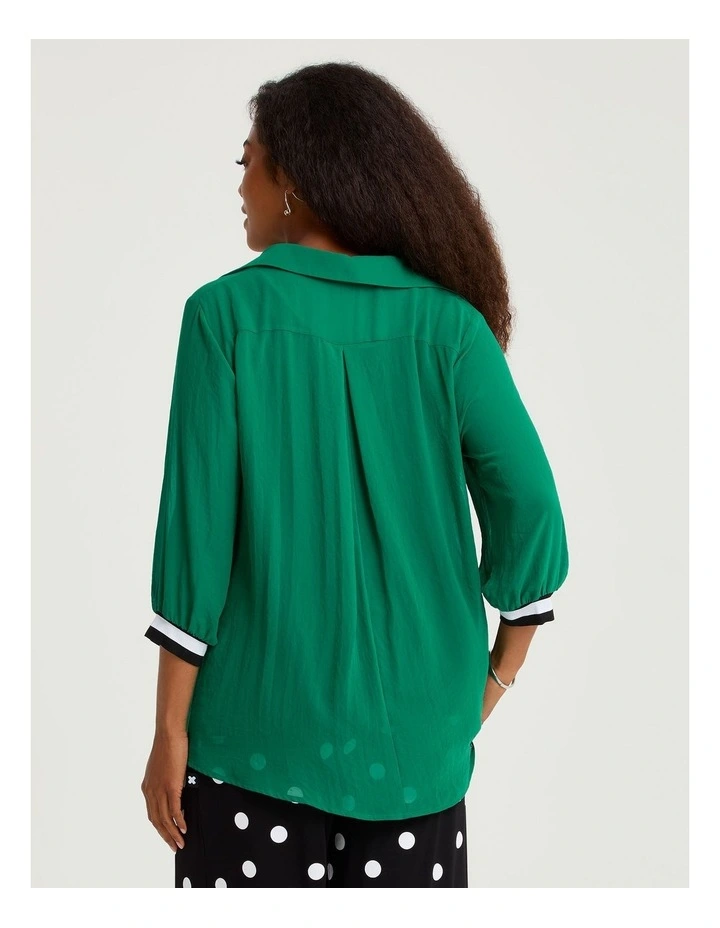Chiffon Carrie Collar Top Lush Green image 2