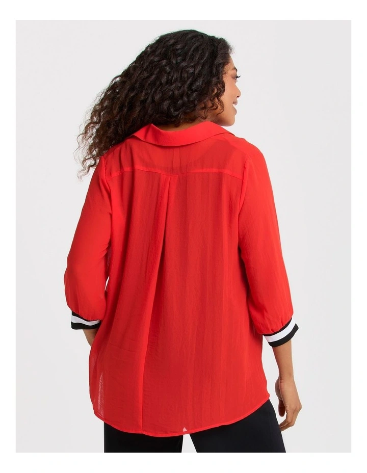 Chiffon Carrie Collar Top in Poppy Red image 2