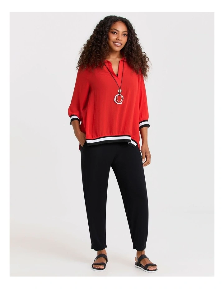 Chiffon Carrie Collar Top in Poppy Red image 3