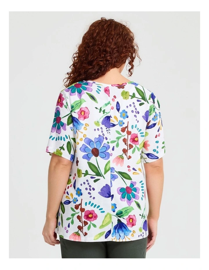 Natural Flora Angled Hem Top Print image 2
