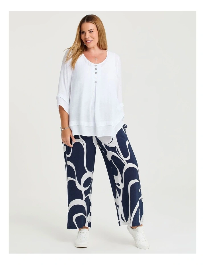 Button Crinkle Natural Top White image 3