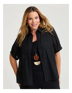 Jet Textured Chiffon Blouse in Black