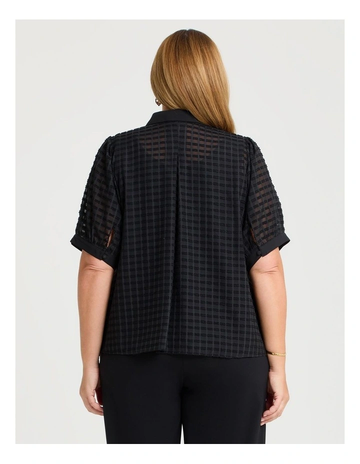 Jet Textured Chiffon Blouse in Black image 2