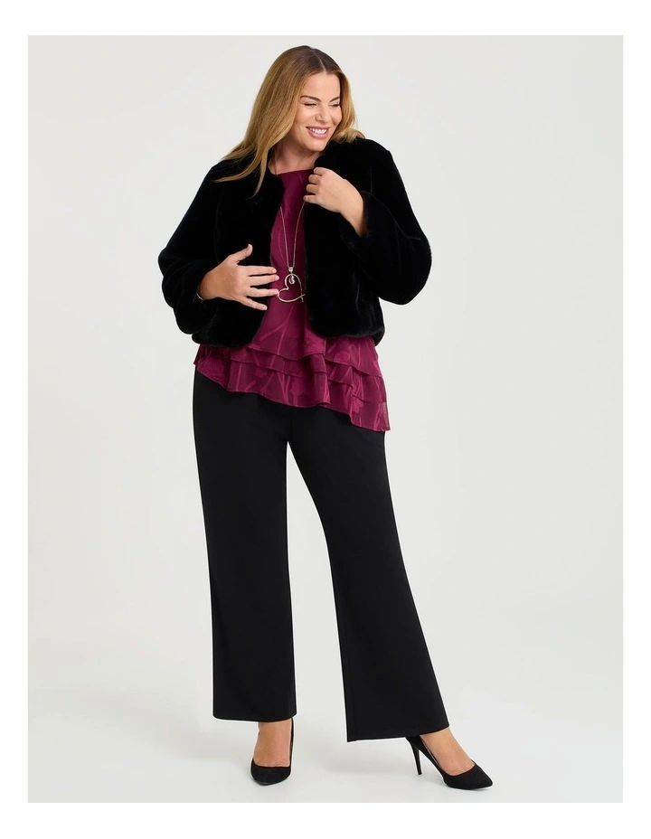 Floral Jacquard Chiffon Blouse Burgundy image 4