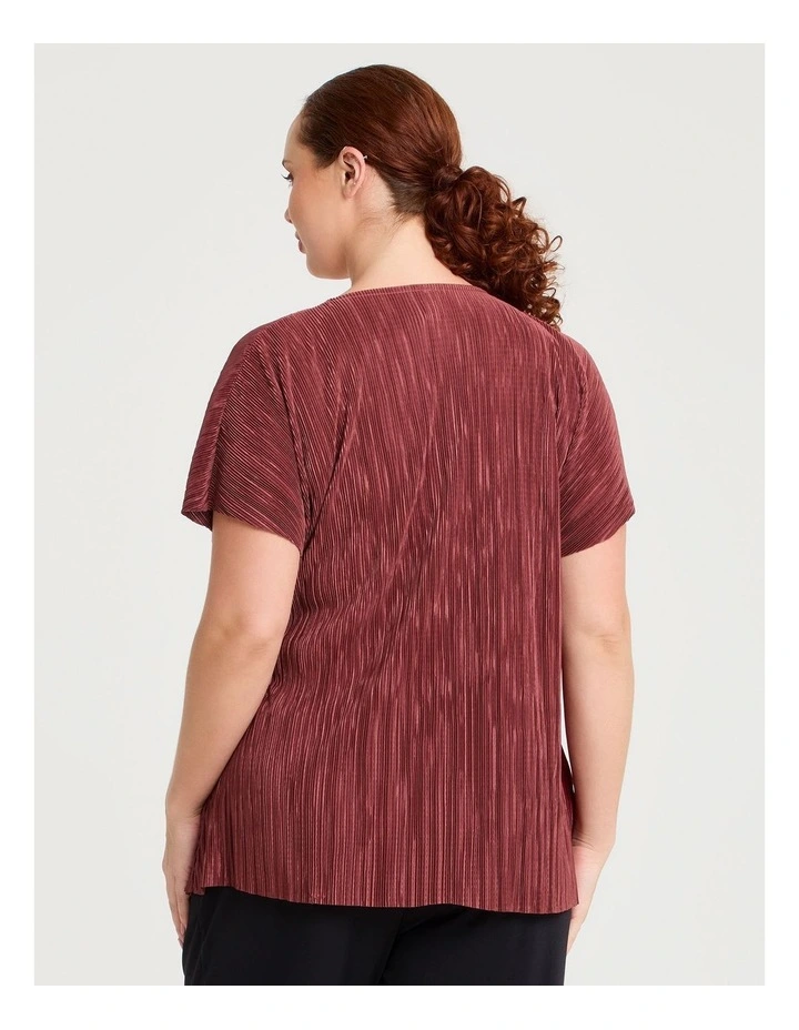 Satin Plisse Wrap Top in Copper Rose image 2