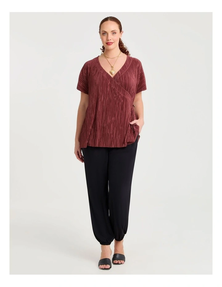 Satin Plisse Wrap Top in Copper Rose image 4
