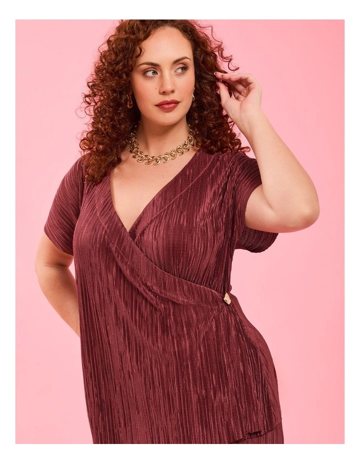Satin Plisse Wrap Top Copper Rose image 5