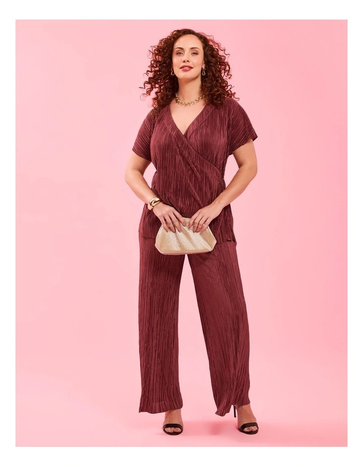 Satin Plisse Wrap Top in Copper Rose image 7