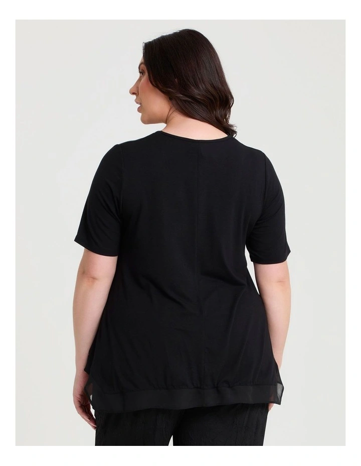 Leopard Foil Print Natural Top Black image 2