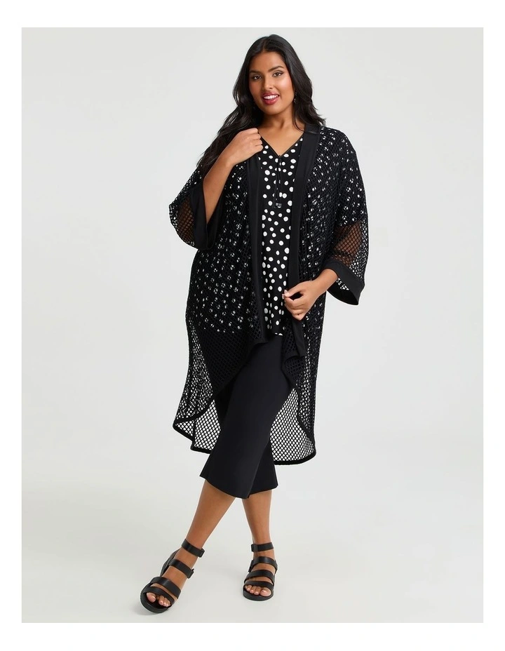 Zip Neck Polka Dot Natural Top Black/white Spot image 4