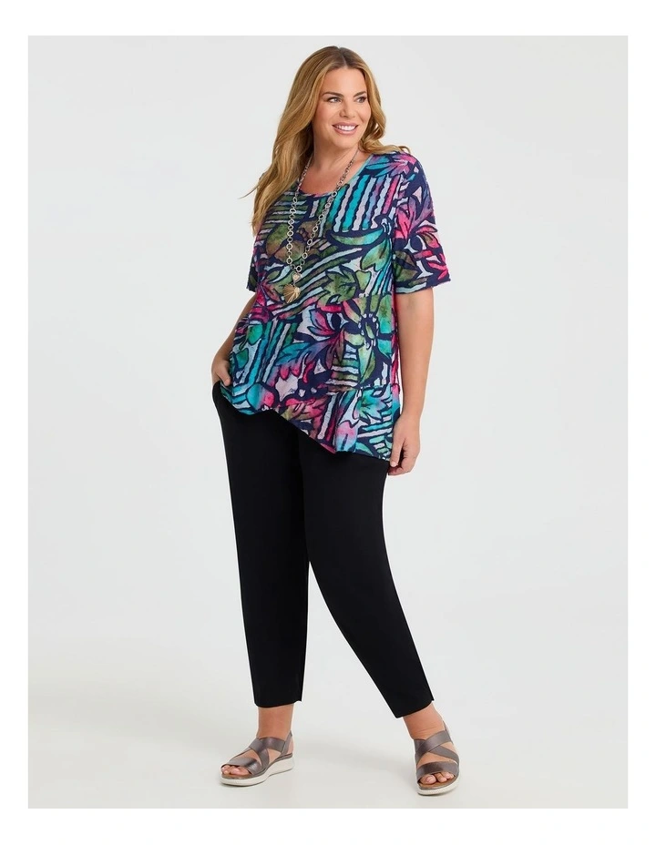 Stripe Floral Burnout Top in Pink Print image 3