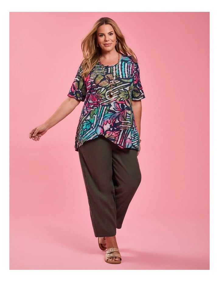 Stripe Floral Burnout Top in Pink Print image 4