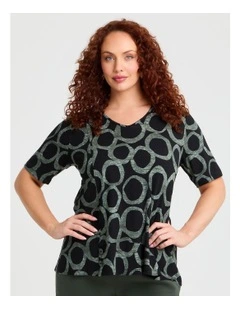 Natural Millie Spot Top Khaki/black