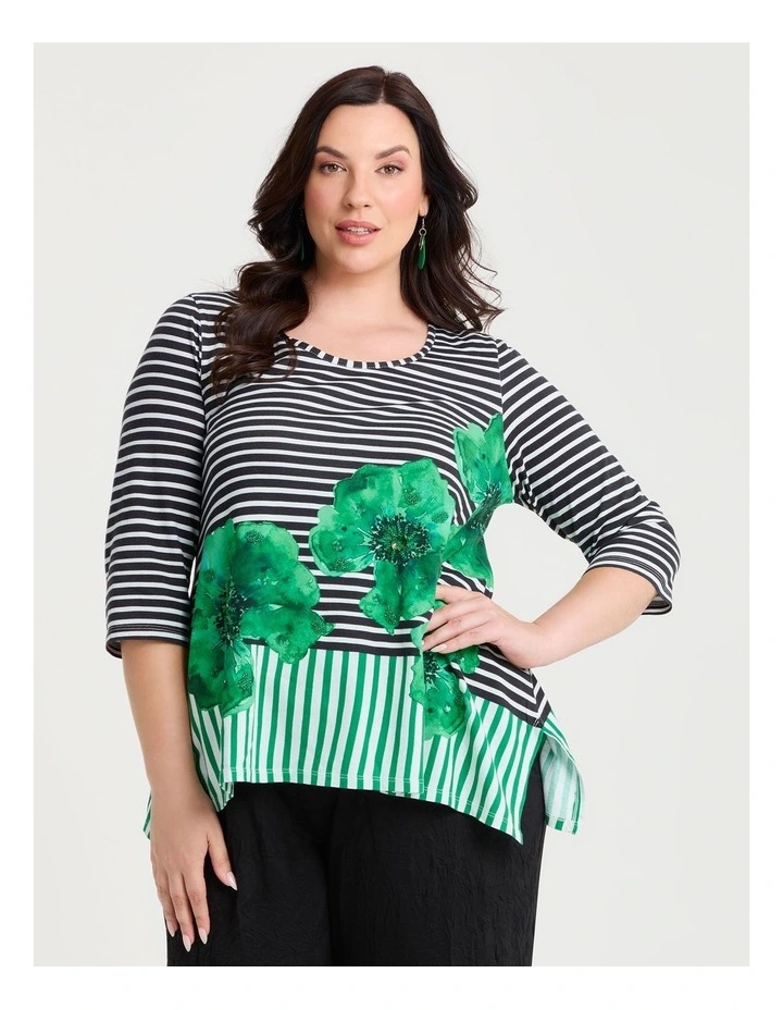 Poppy Stripe Cotton Modal Top Stripe Print image 1
