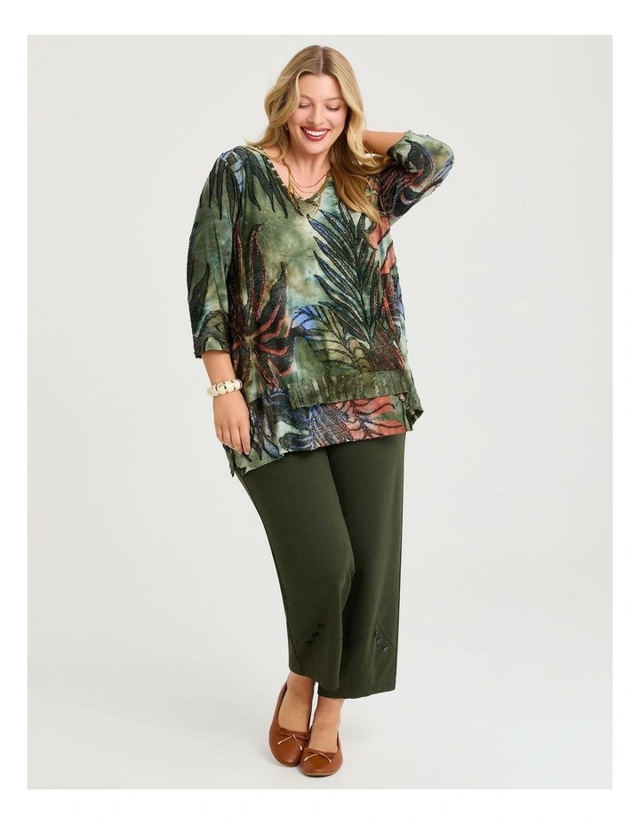 Botanical Burnout Top Olive/peach Print image 3