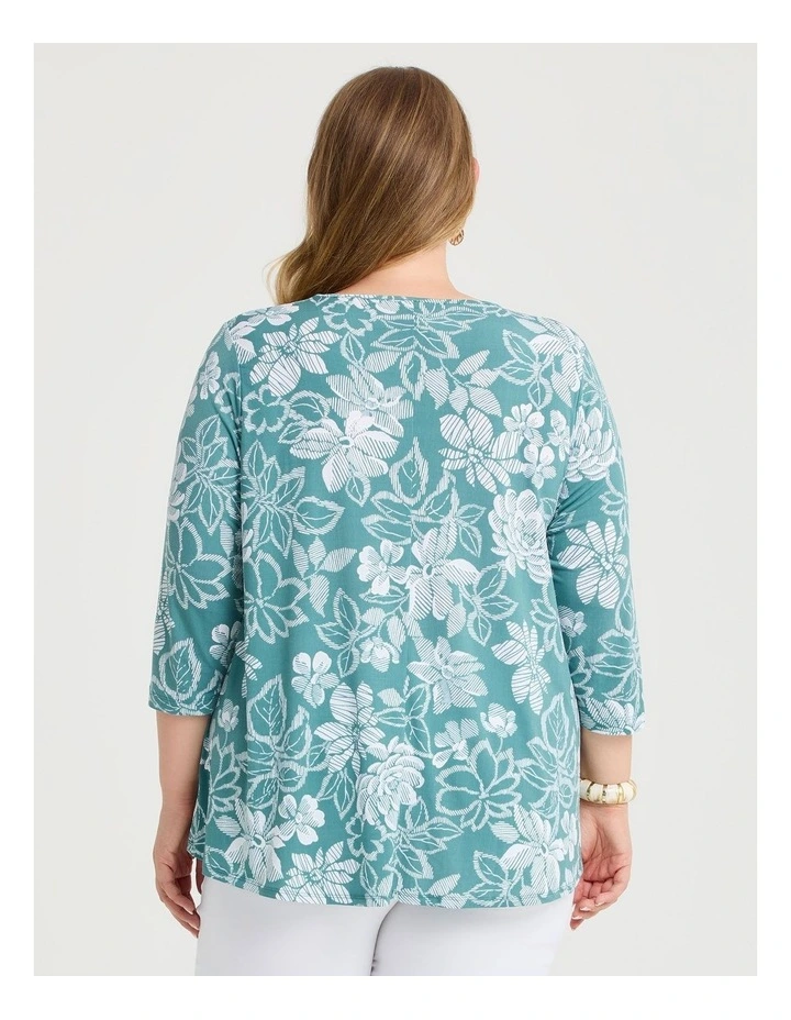 Piia Pleat Front Luna Top Sage Floral Print image 2