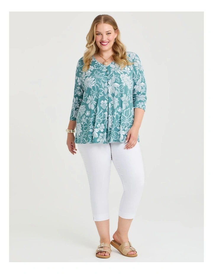 Piia Pleat Front Luna Top Sage Floral Print image 3