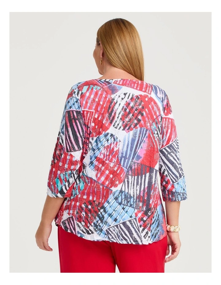 Neck Detail Bamboo Crush Top Print image 2