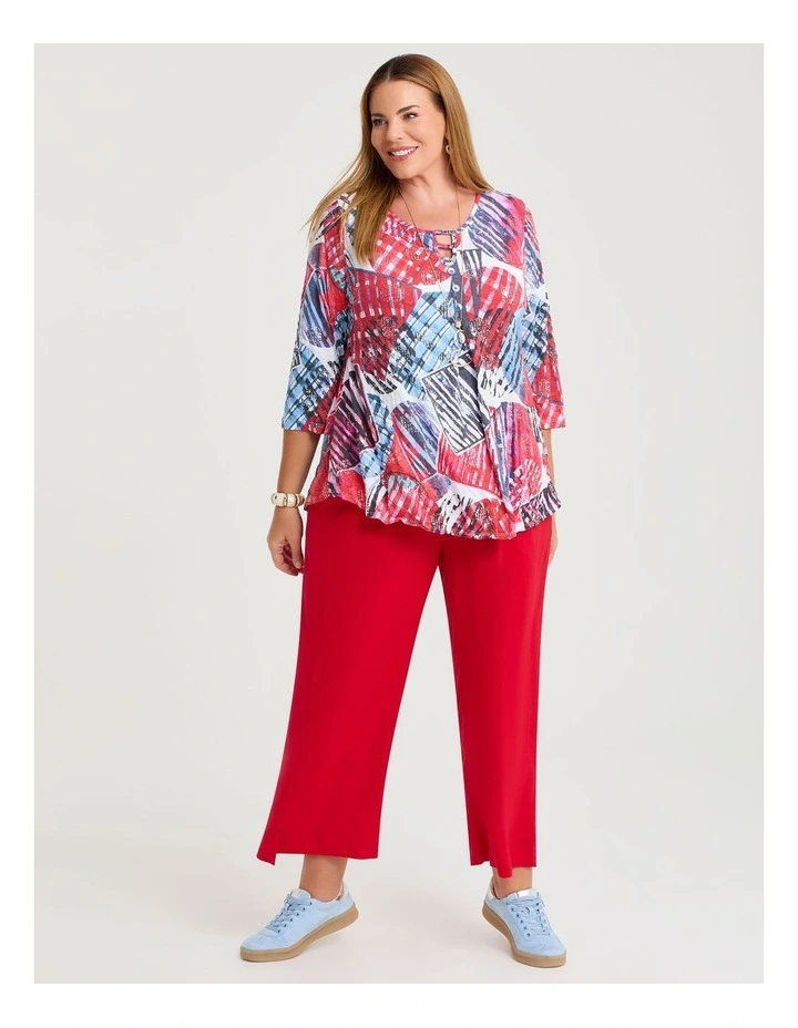 Neck Detail Bamboo Crush Top Print image 3