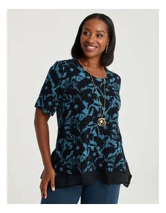 Natural Abstract Adele Spliced Top Print