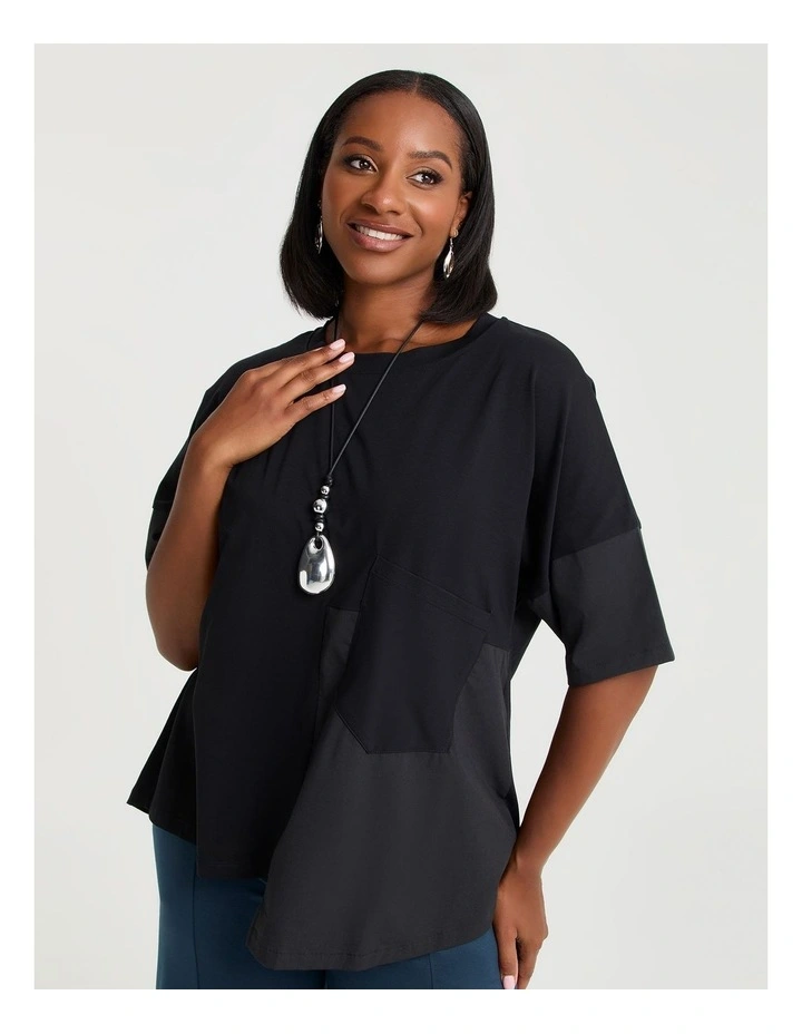 Pima Cotton Kelly Pocket Top in Black image 1