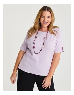Cass Soft Knit Button Sleeve Top Lilac
