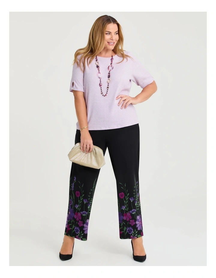 Cass Soft Knit Button Sleeve Top Lilac image 3
