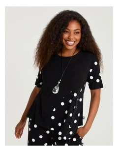 Natural Spliced Polka Dot Top