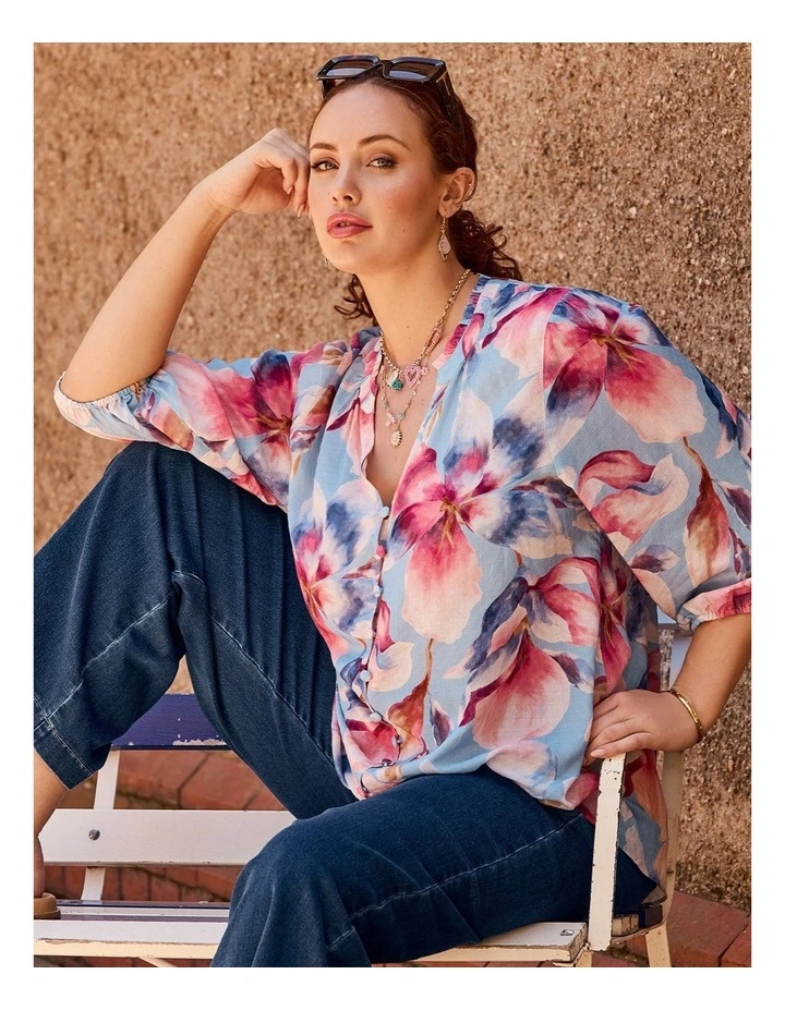 Natural Bloom Print Top in Print image 5