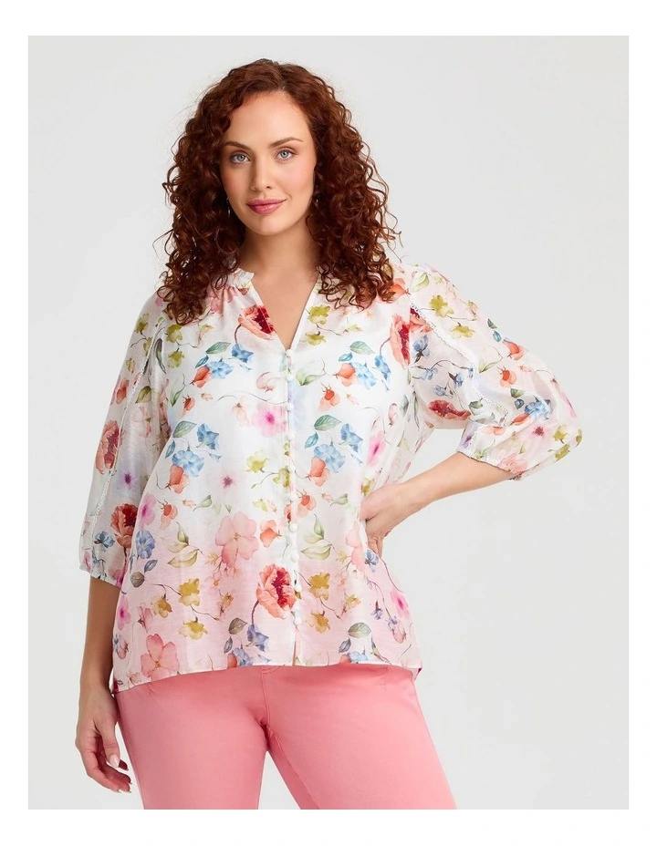 Tencel Blend Delicate Bloom Top in Print image 1
