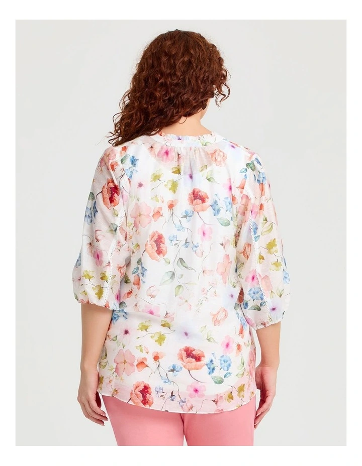 Tencel Blend Delicate Bloom Top in Print image 2