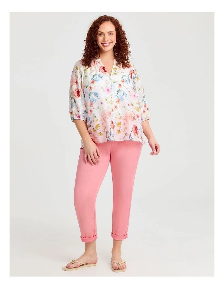 Tencel Blend Delicate Bloom Top in Print image 4
