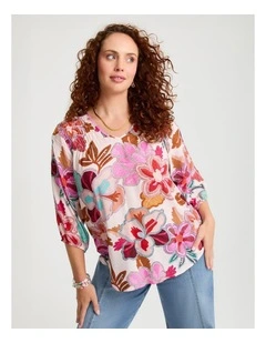 Natural Wildflower Print Top Print