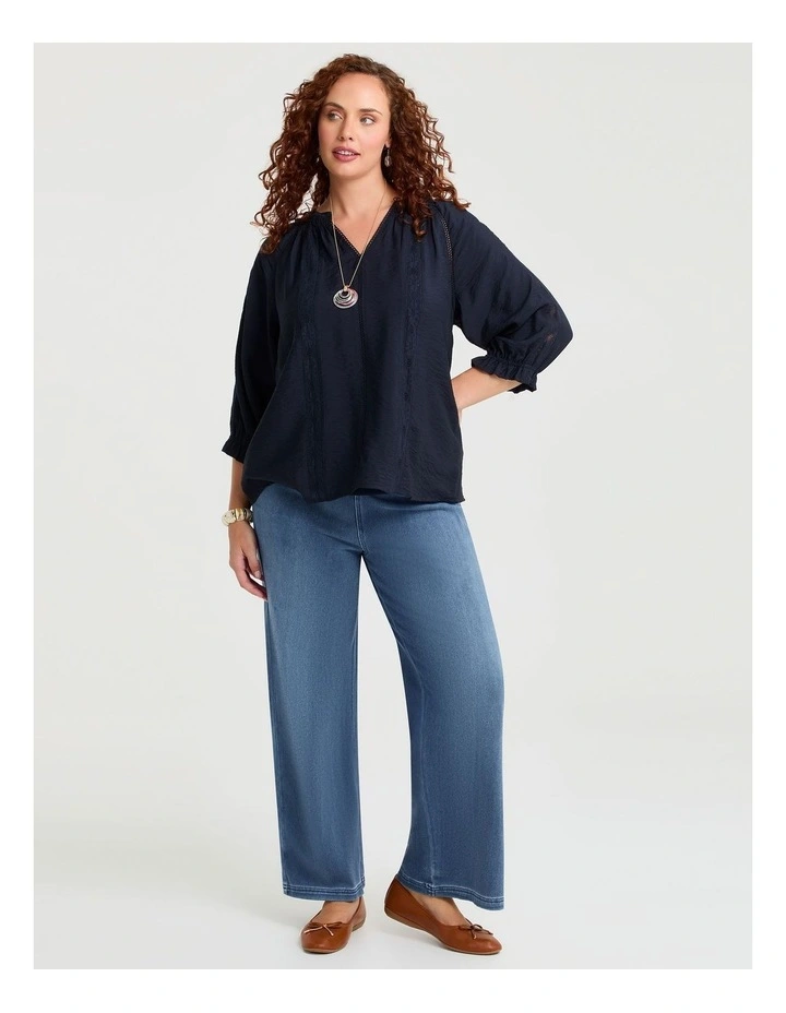 Natural Trim Detail Top Navy image 3